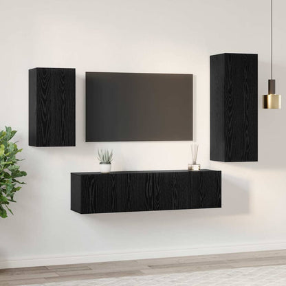Set mobile TV 4 pcs Rovere nero 30.5 x 30 x 90 cm