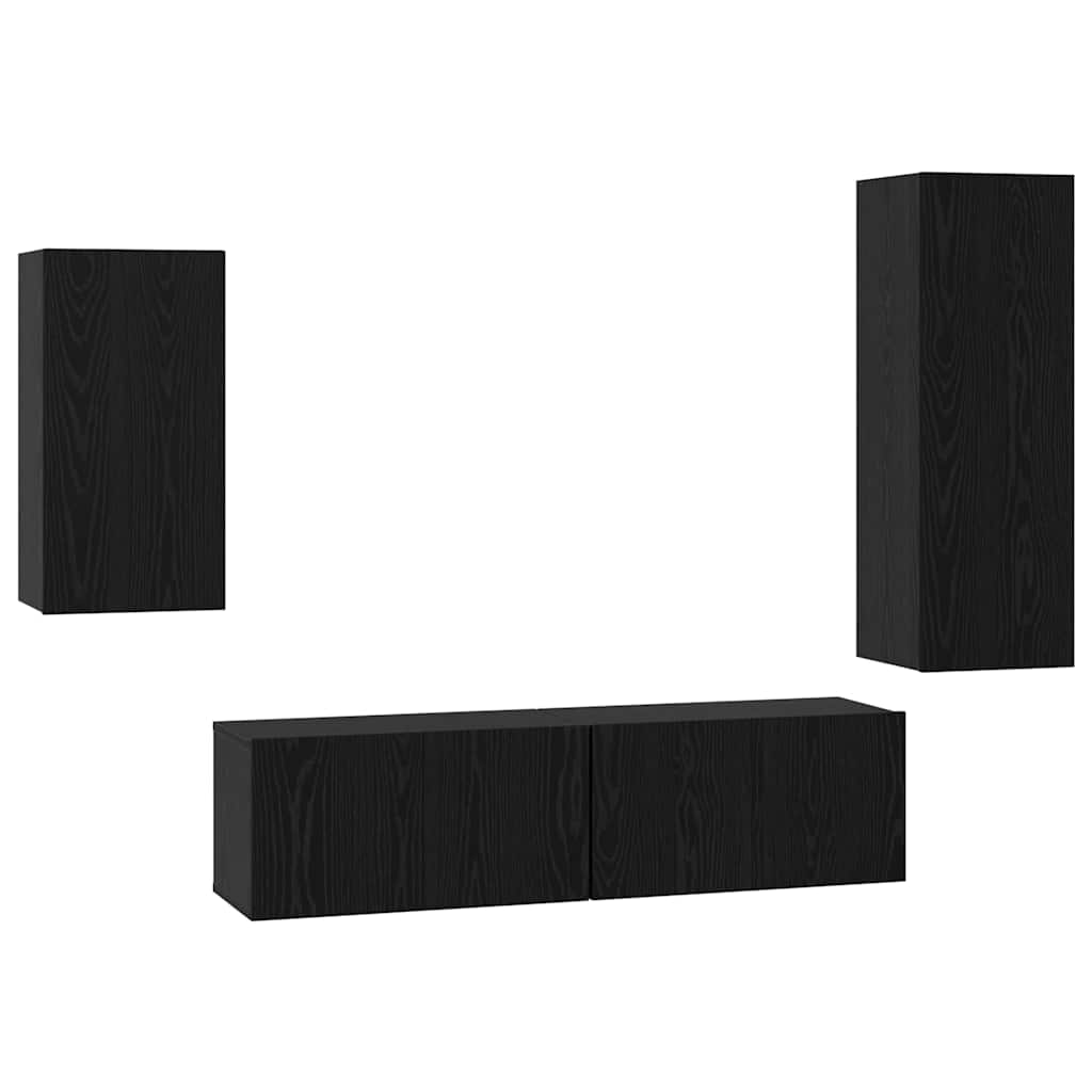 Set mobile TV 4 pcs Rovere nero 30.5 x 30 x 90 cm