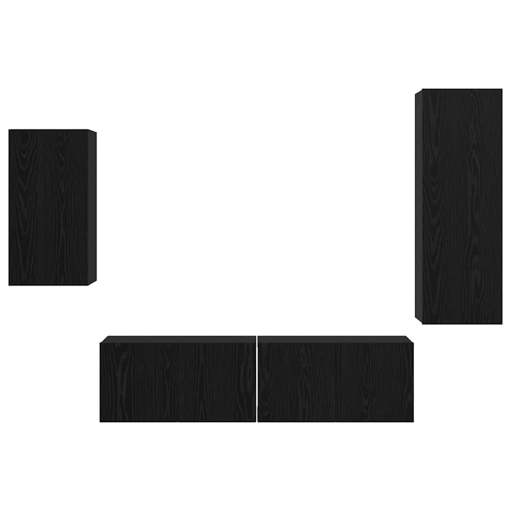 Set mobile TV 4 pcs Rovere nero 30.5 x 30 x 90 cm