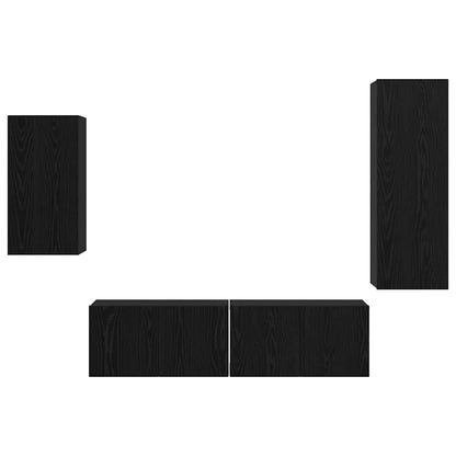 Set mobile TV 4 pcs Rovere nero 30.5 x 30 x 90 cm