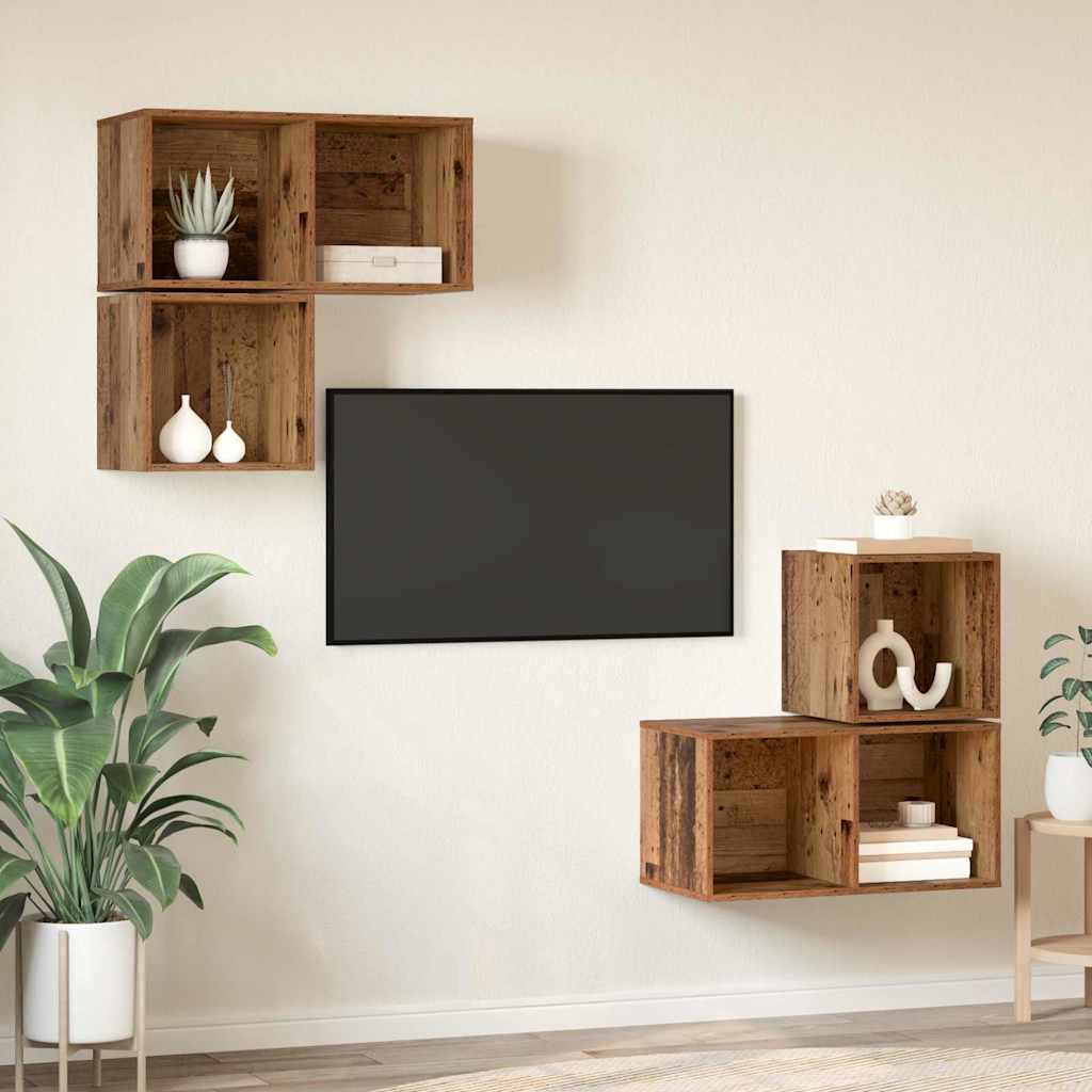 Set mobile TV 4 pcs Legno vecchio 37 x 37 x 72 cm