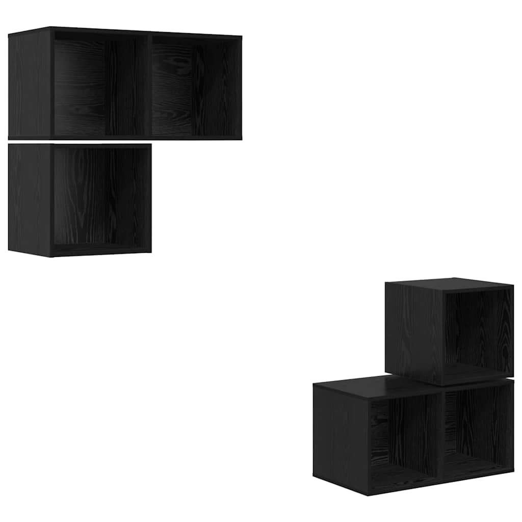 Set mobile TV 4 pcs Rovere nero 37 x 37 x 72 cm