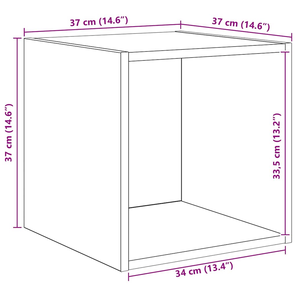 Set mobile TV 4 pcs Rovere nero 37 x 37 x 72 cm