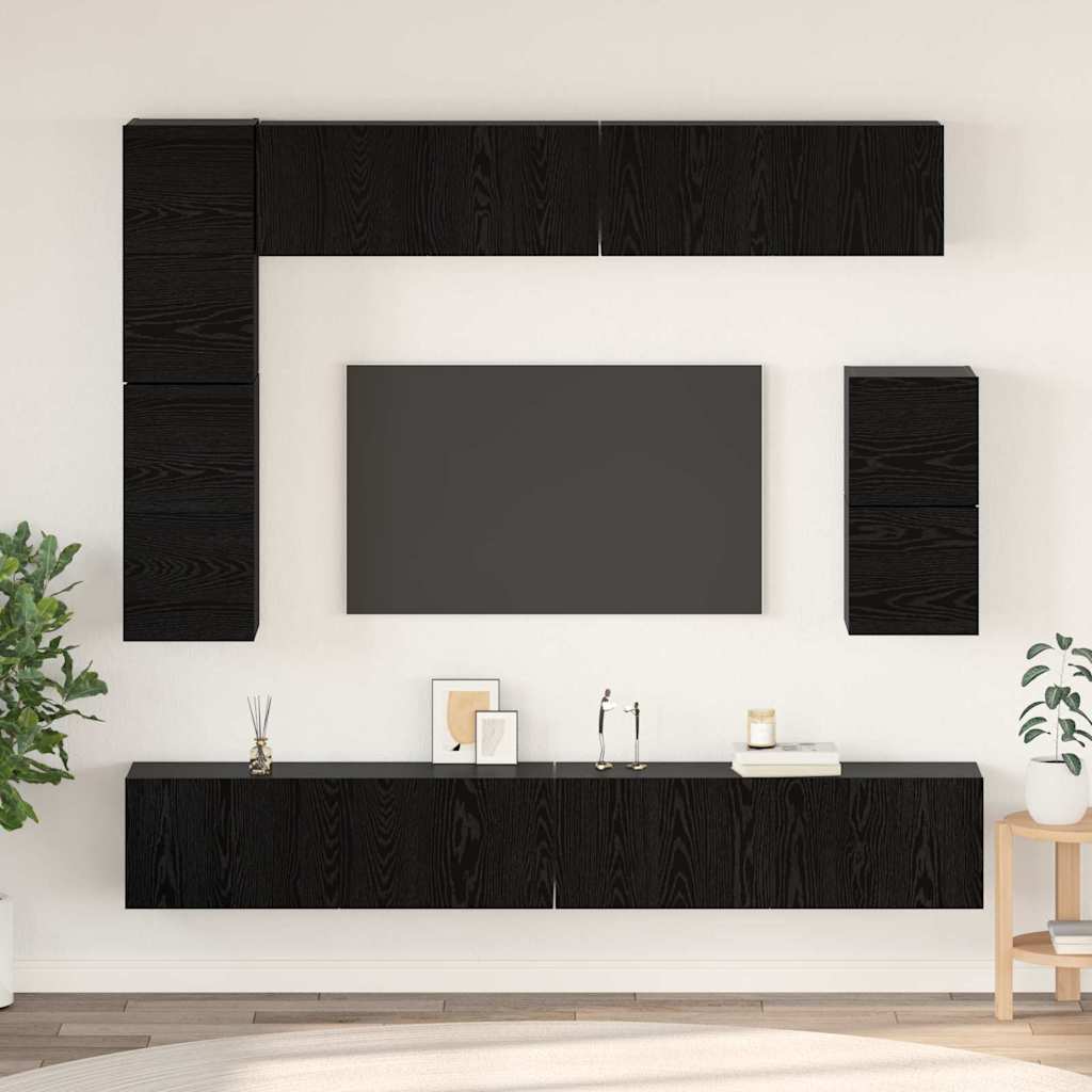 Set mobile TV 8 pcs Rovere Nero Legno multistrato | homemem39