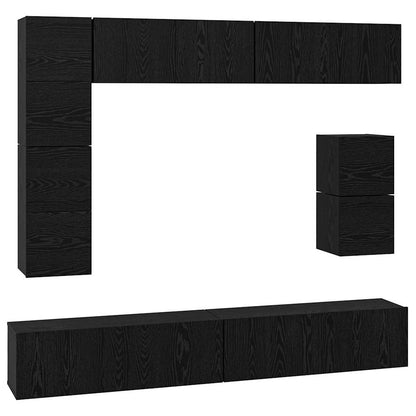 Set mobile TV 8 pcs Rovere Nero Legno multistrato | homemem39