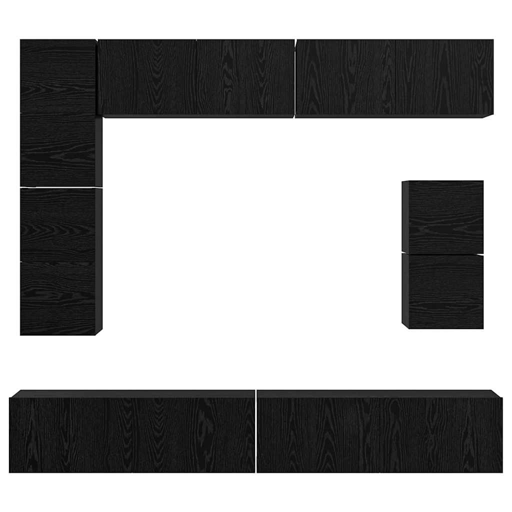 Set mobile TV 8 pcs Rovere Nero Legno multistrato | homemem39