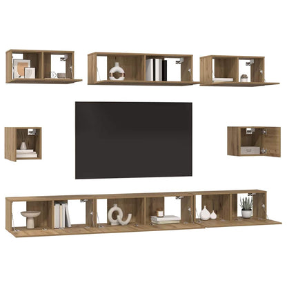 Set mobile TV 8 pcs Rovere artigianale Legno multistrato