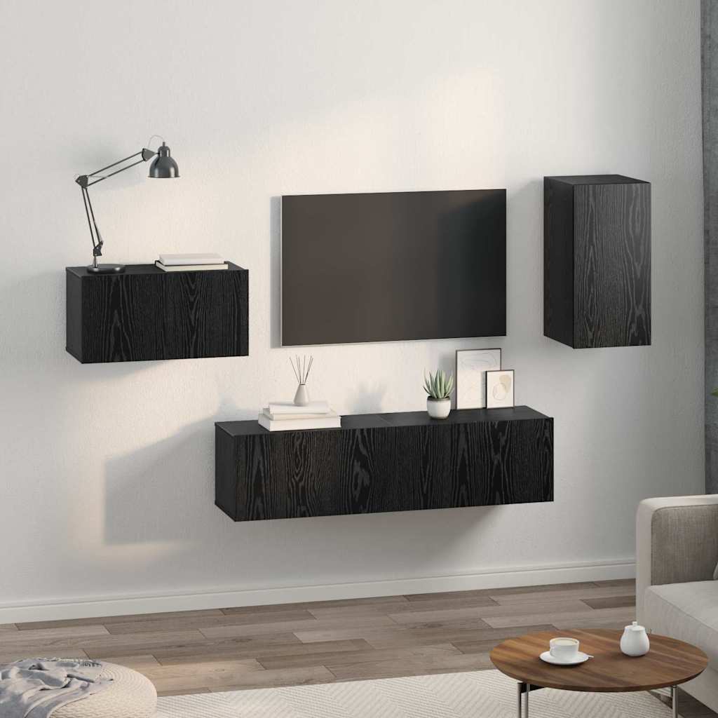 Set mobile TV 4 pcs Rovere nero 30.5 x 30 x 60 cm
