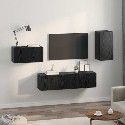 Set mobile TV 4 pcs Rovere nero 30.5 x 30 x 60 cm
