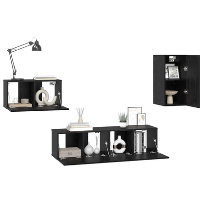 Set mobile TV 4 pcs Rovere nero 30.5 x 30 x 60 cm