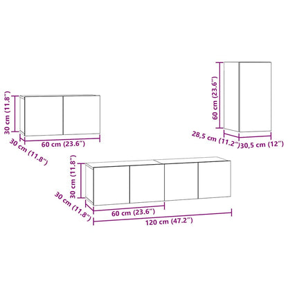 Set mobile TV 4 pcs Rovere nero 30.5 x 30 x 60 cm