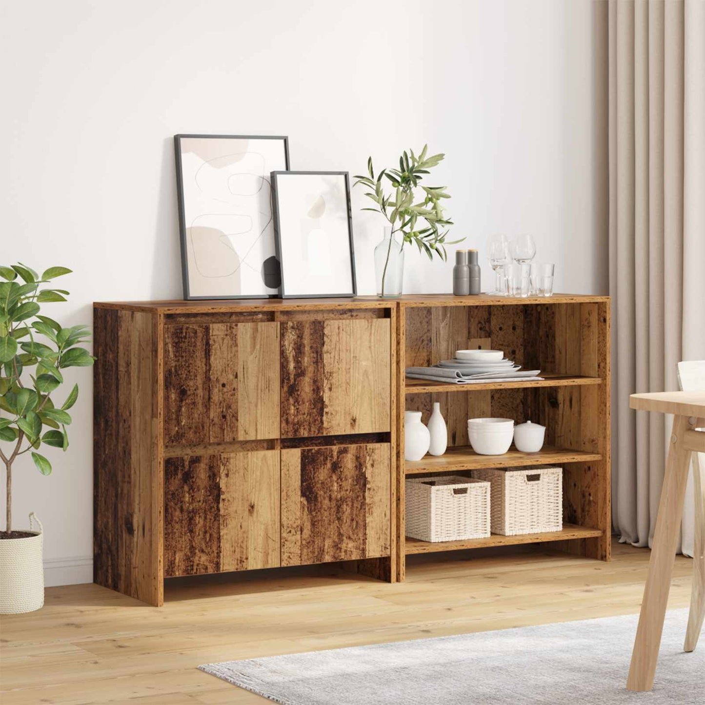 Credenza 2 pcs Legno vecchio 70 x 41 x 75 cm Legno multistrato | homemem39