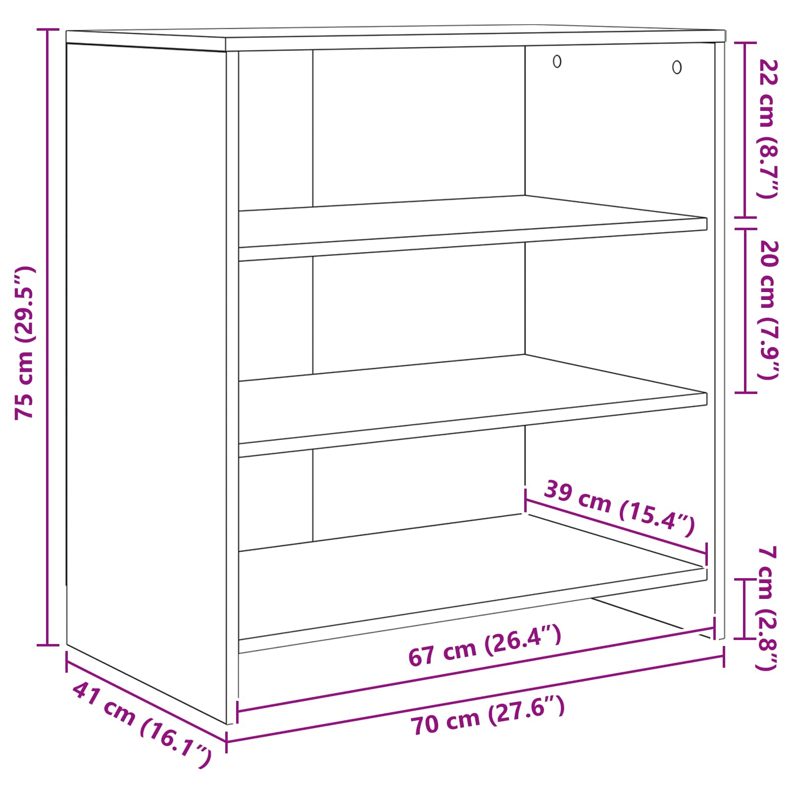 Credenza 2 pcs Legno vecchio 70 x 41 x 75 cm Legno multistrato | homemem39
