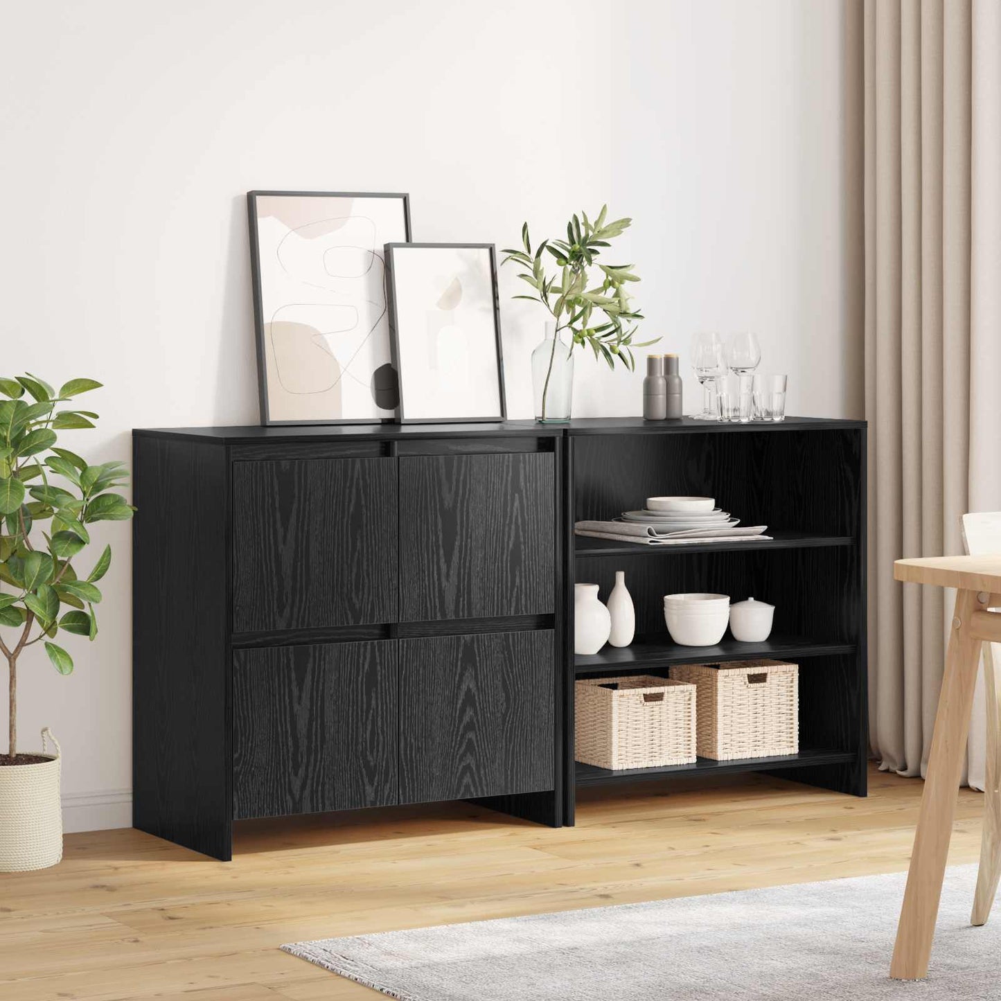 Credenza 2 pcs Rovere Nero 70 x 41 x 75 cm Legno multistrato | homemem39
