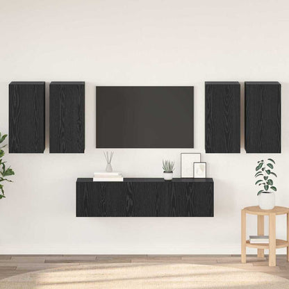 Set mobile TV 6 pcs Rovere nero 60 x 30 x 30 cm