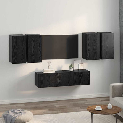 Set mobile TV 6 pcs Rovere nero 60 x 30 x 30 cm