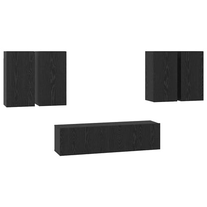 Set mobile TV 6 pcs Rovere nero 60 x 30 x 30 cm