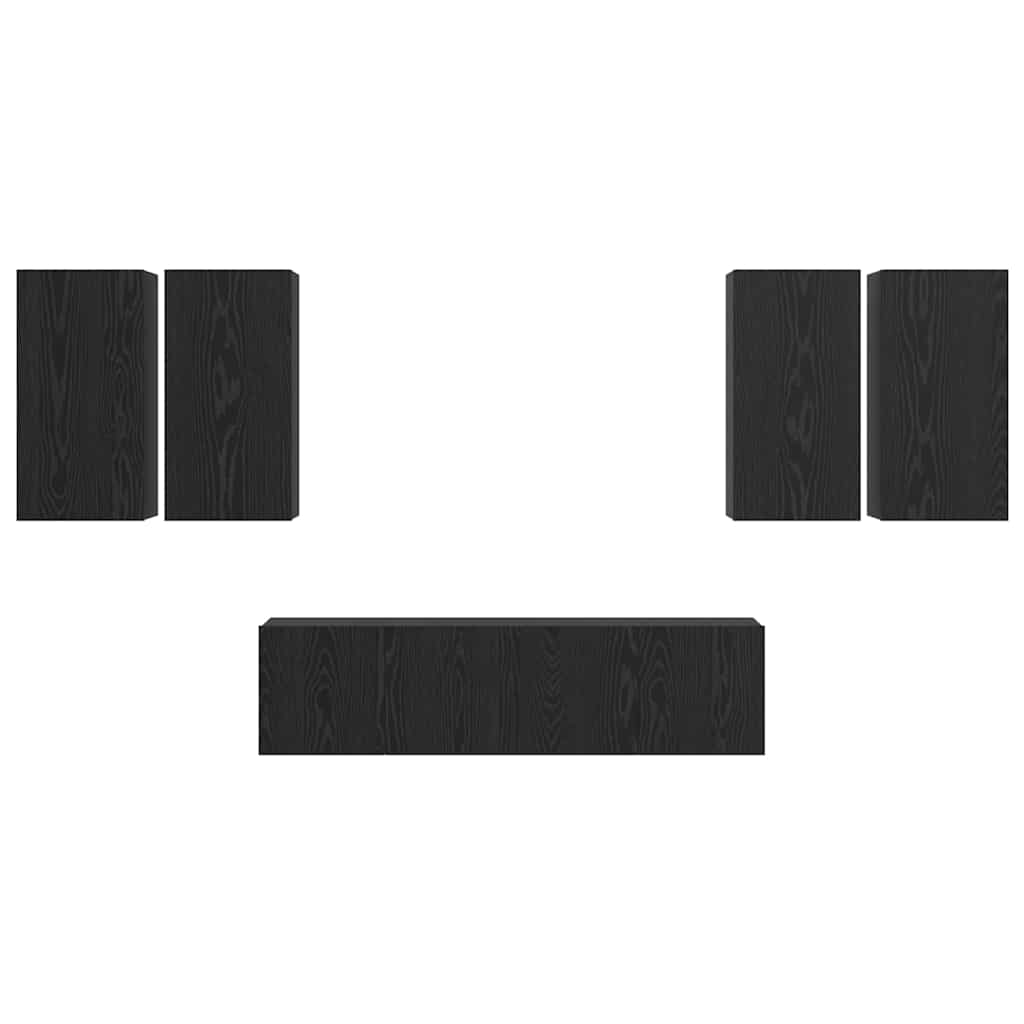 Set mobile TV 6 pcs Rovere nero 60 x 30 x 30 cm