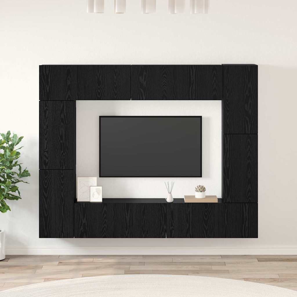 Set mobile TV 8 pcs Rovere nero 80 x 30 x 30 cm