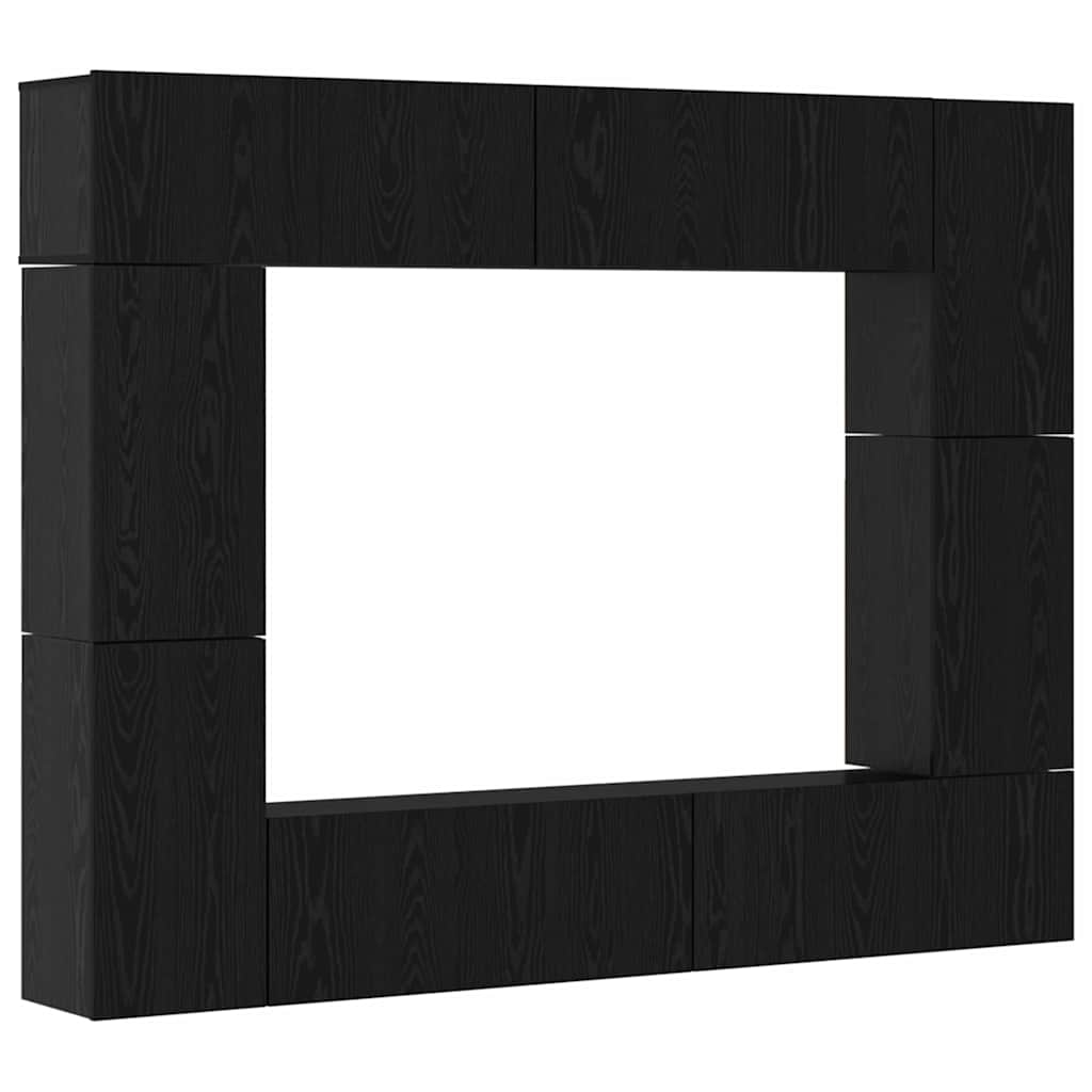 Set mobile TV 8 pcs Rovere nero 80 x 30 x 30 cm