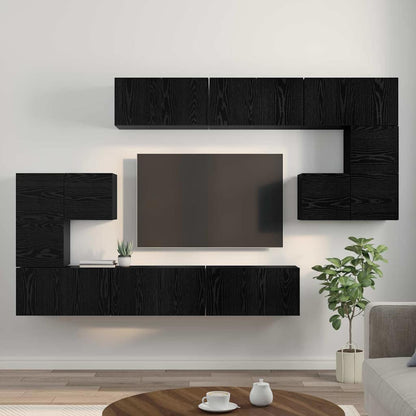 Set mobile TV 10 pcs Rovere Nero Legno multistrato | homemem39