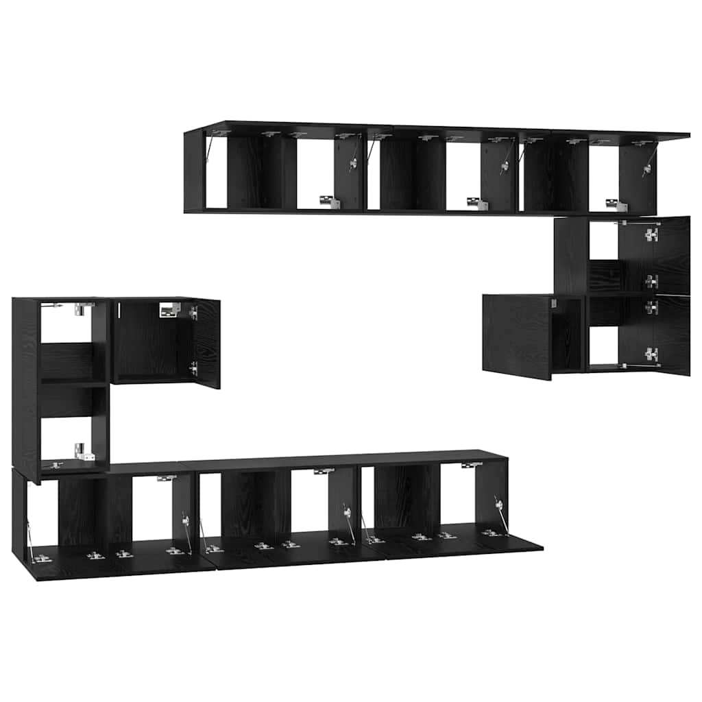 Set mobile TV 10 pcs Rovere Nero Legno multistrato | homemem39