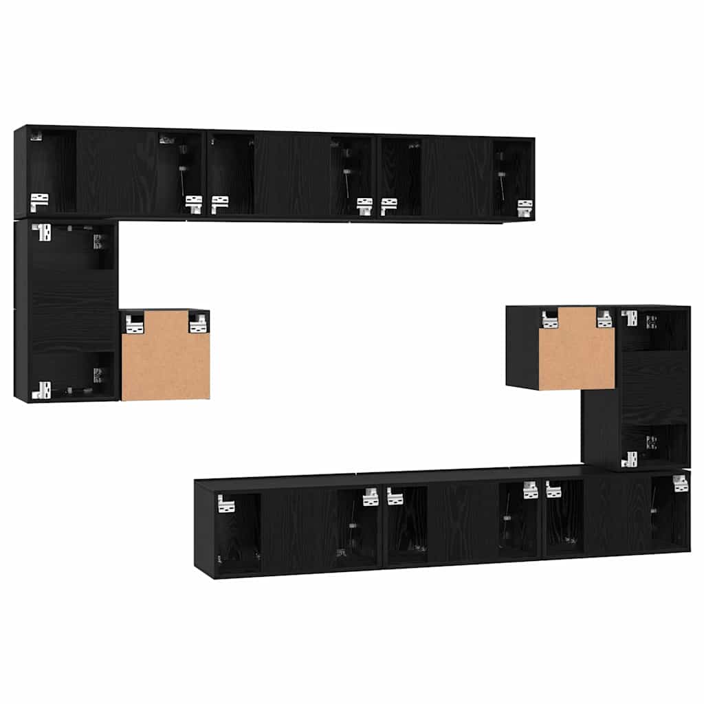Set mobile TV 10 pcs Rovere Nero Legno multistrato | homemem39