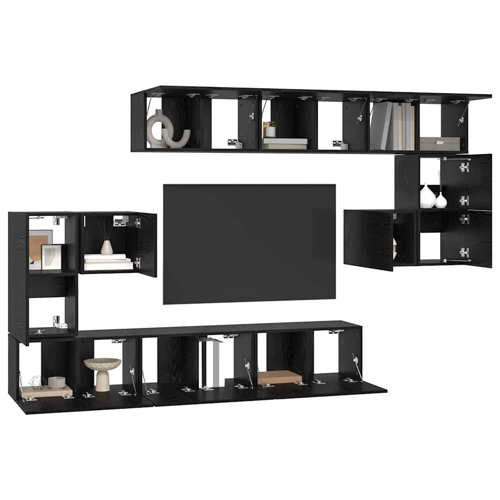 Set mobile TV 10 pcs Rovere Nero Legno multistrato | homemem39