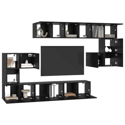Set mobile TV 10 pcs Rovere Nero Legno multistrato | homemem39
