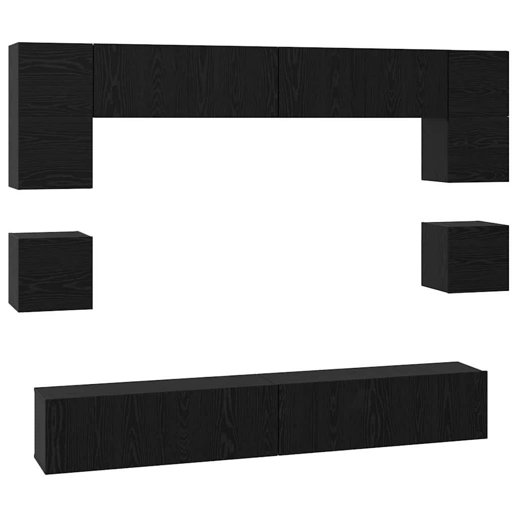 Set mobile TV 8 pcs Rovere Nero Legno multistrato | homemem39