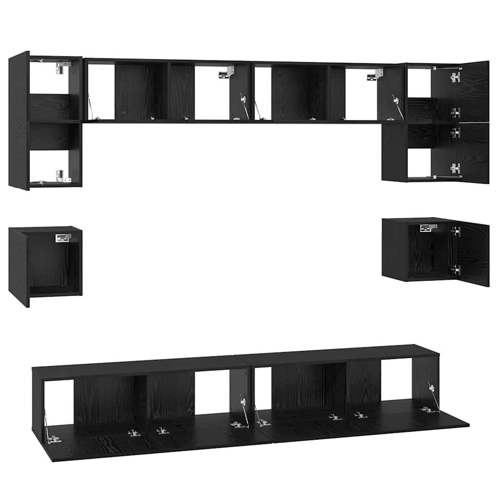 Set mobile TV 8 pcs Rovere Nero Legno multistrato | homemem39