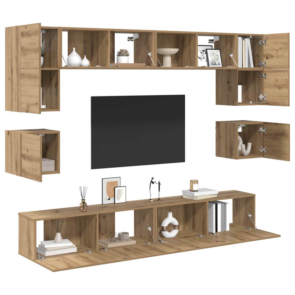 Set mobile TV 8 pcs Rovere artigianale Legno multistrato | homemem39