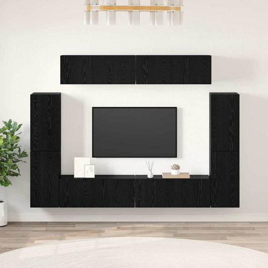 Set mobile TV 8 pcs Rovere nero 80 x 30 x 30.5 cm