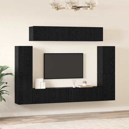 Set mobile TV 8 pcs Rovere nero 80 x 30 x 30.5 cm