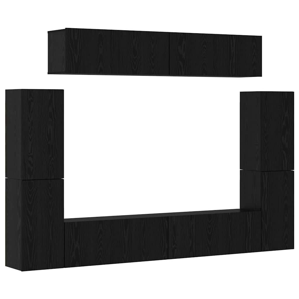 Set mobile TV 8 pcs Rovere nero 80 x 30 x 30.5 cm