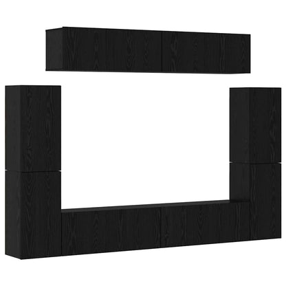 Set mobile TV 8 pcs Rovere nero 80 x 30 x 30.5 cm