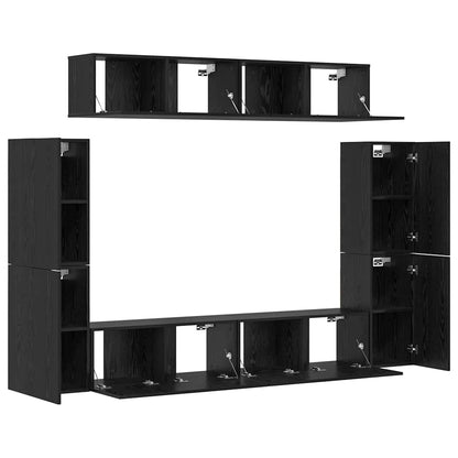 Set mobile TV 8 pcs Rovere nero 80 x 30 x 30.5 cm