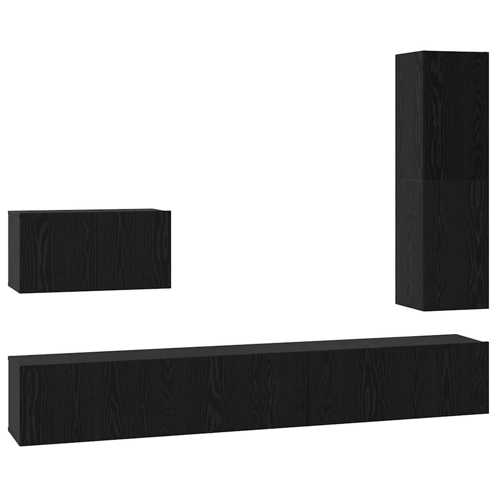 Set mobile TV 4 pcs Rovere nero 200 x 30 x 30 cm