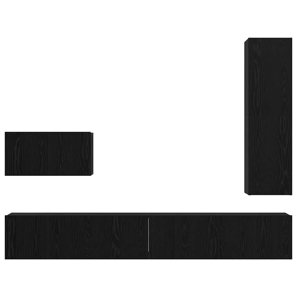 Set mobile TV 4 pcs Rovere nero 200 x 30 x 30 cm