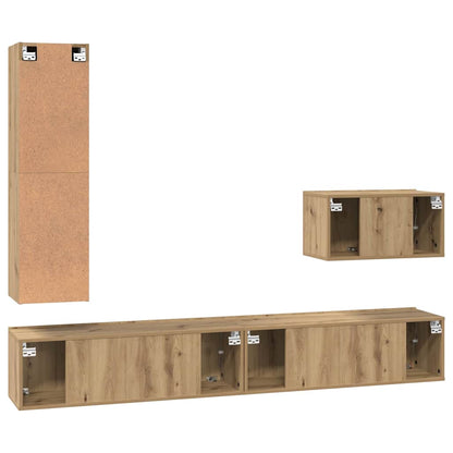 Set mobile TV 4 pz Rovere artigianale Legno ingegnerizzato