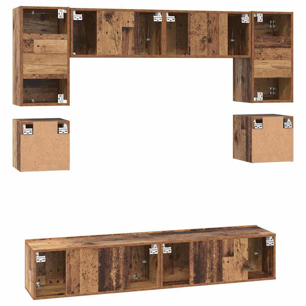 Set mobile TV 8 pcs Legno vecchio Legno multistrato | homemem39