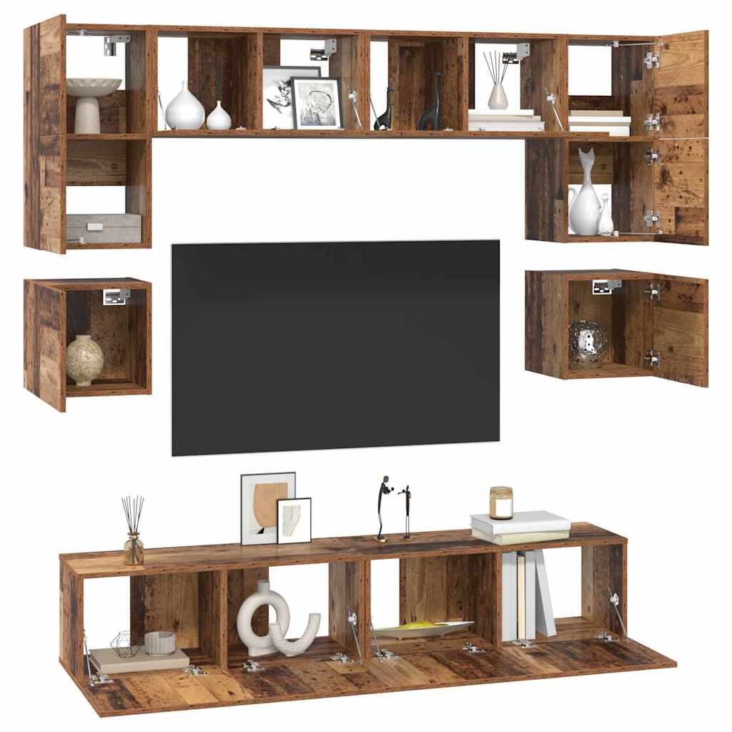 Set mobile TV 8 pcs Legno vecchio Legno multistrato