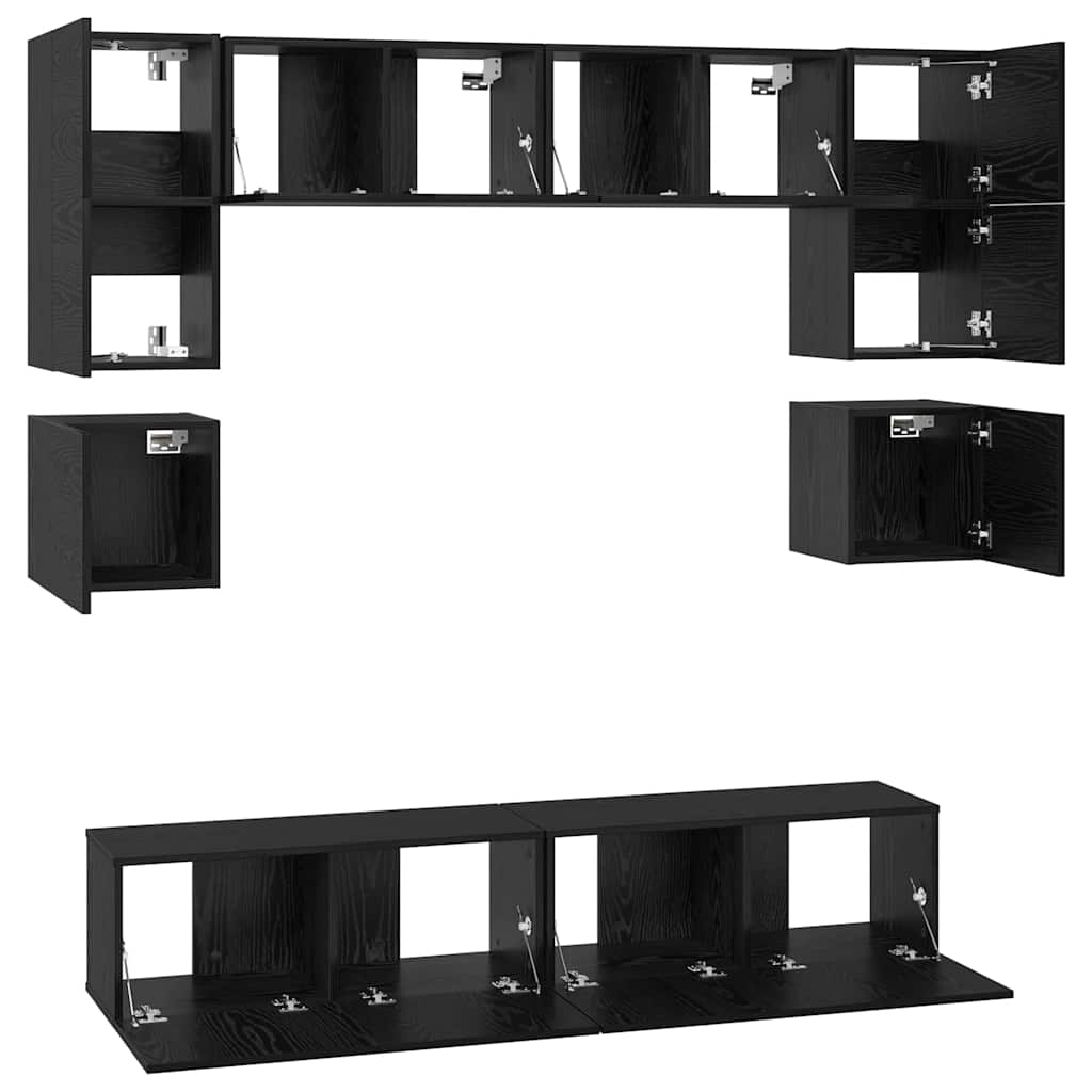 Set mobile TV 8 pcs Rovere Nero Legno multistrato | homemem39