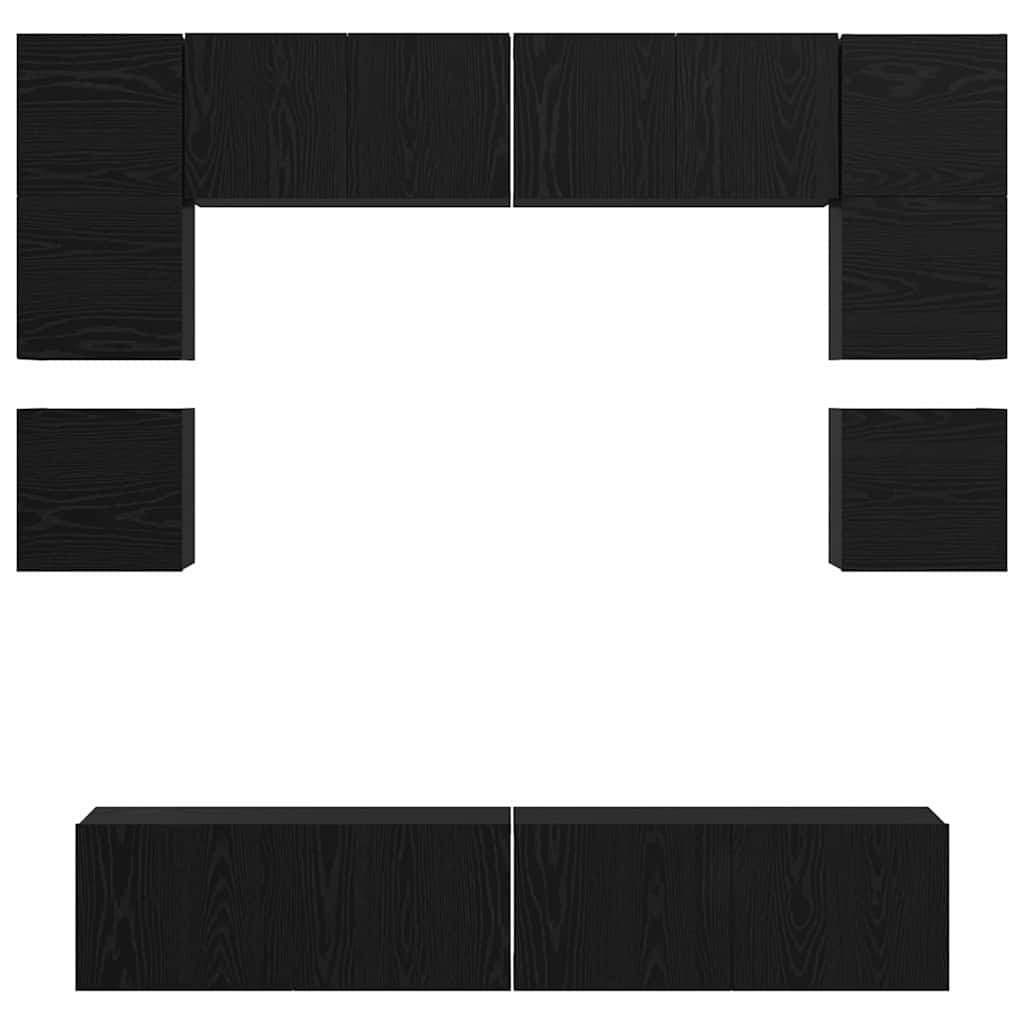 Set mobile TV 8 pcs Rovere Nero Legno multistrato | homemem39