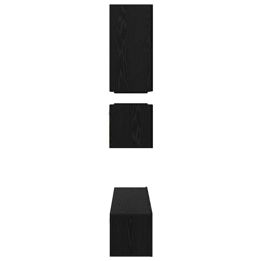 Set mobile TV 8 pz Rovere Nero Legno ingegnerizzato