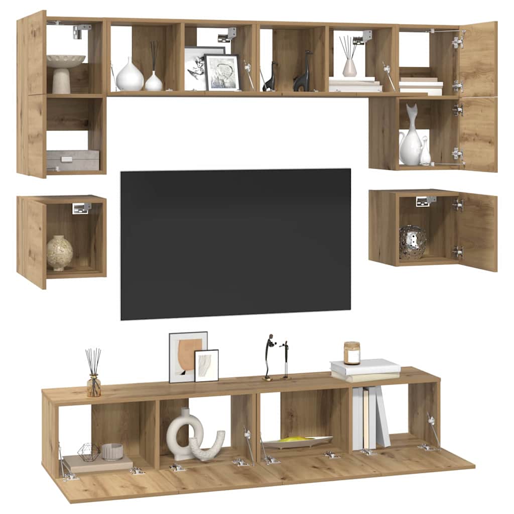 Set mobile TV 8 pcs Rovere artigianale Legno multistrato | homemem39