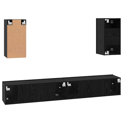 Mobile TV da Parete 3 pz Rovere Nero Legno ingegnerizzato