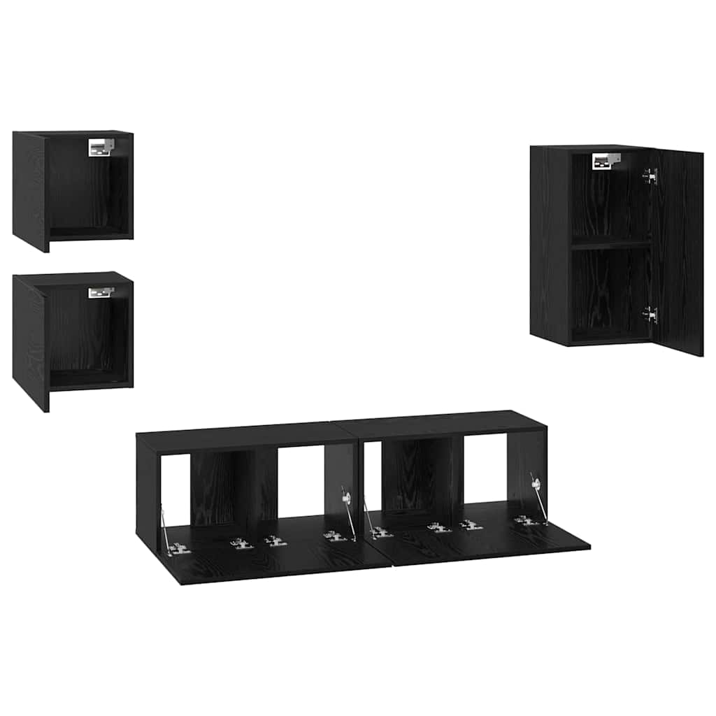 Set mobile TV 5 pcs Rovere Nero Legno multistrato | homemem39