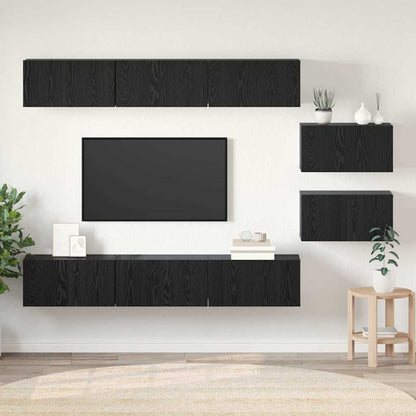 Set mobile TV 8 pcs Rovere nero 60 x 30 x 30 cm