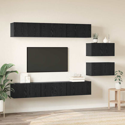 Set mobile TV 8 pcs Rovere nero 60 x 30 x 30 cm